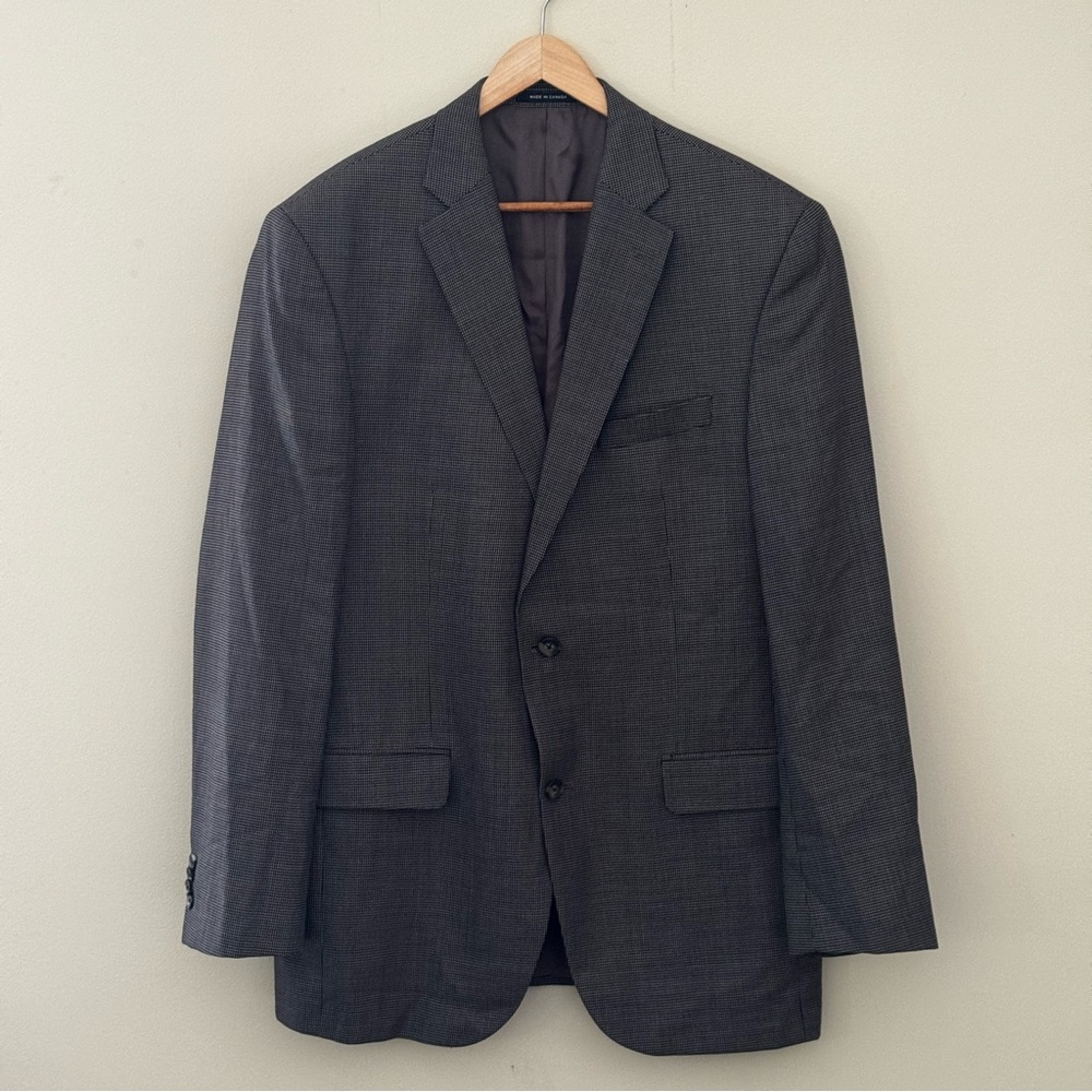 Ing. Loro Piana & C. Cremieux Collection Gray 100% Wool Houndstooth Blazer 41L